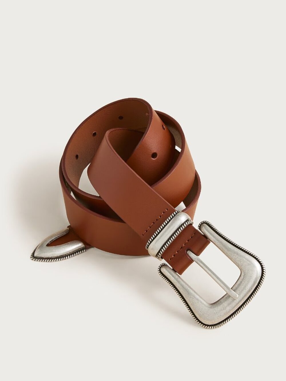 J.Crew Western Buckle Belt in Italian Leather – Rich Saddle Brown – XS – NWT